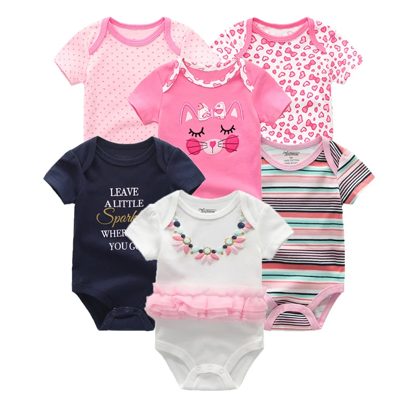 Детская одежда, Одежда для новорожденных, 6 предметов, одежда для маленьких мальчиков, Комбинезоны из хлопка, комплекты одежды для новорожденных с короткими рукавами для малышей 0-12 месяцев - Цвет: girls clothes6719