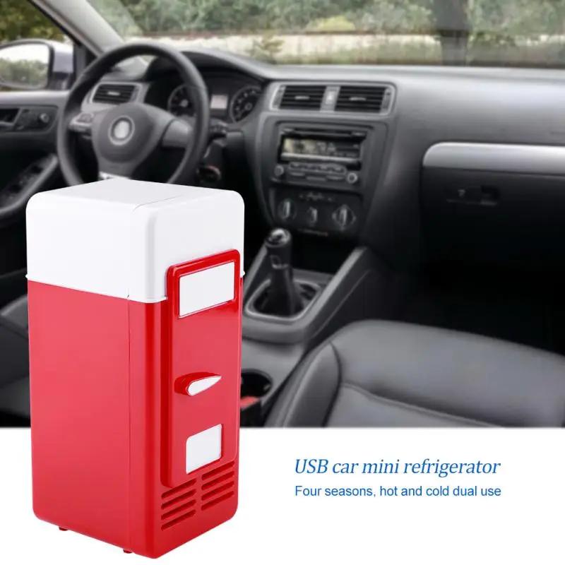 USB Mini Fridge Refrigerator with LED Light Fridge Beverage Drink Cooler and Warmer Fridge Mini Car Refrigerator