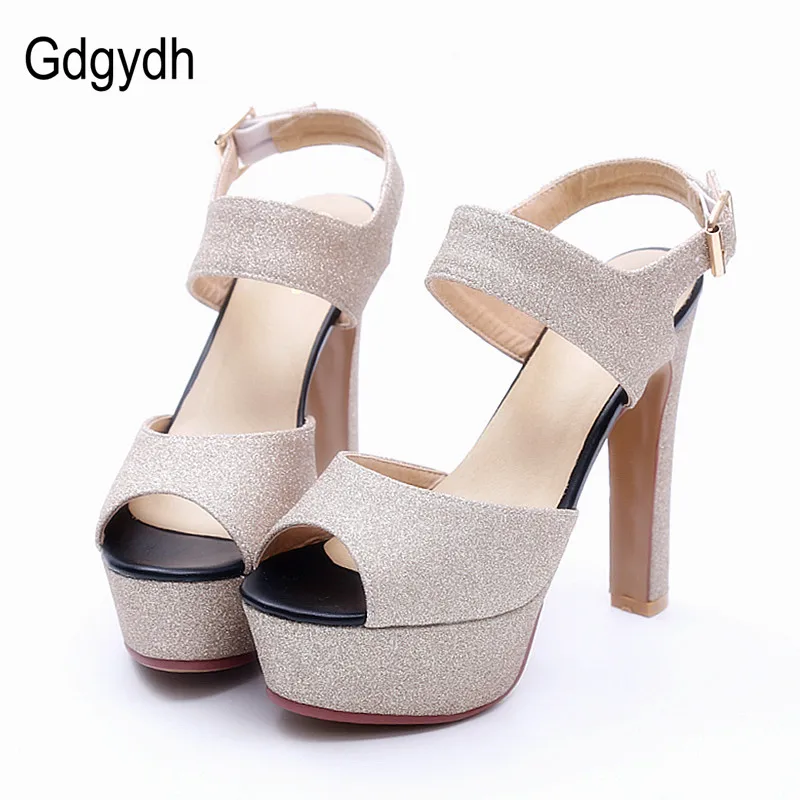 Gdgydh 2017 New Thick Heels Women Sandals Platform Fashion Ankle Strap Open Toe Summer Shoes Woman
