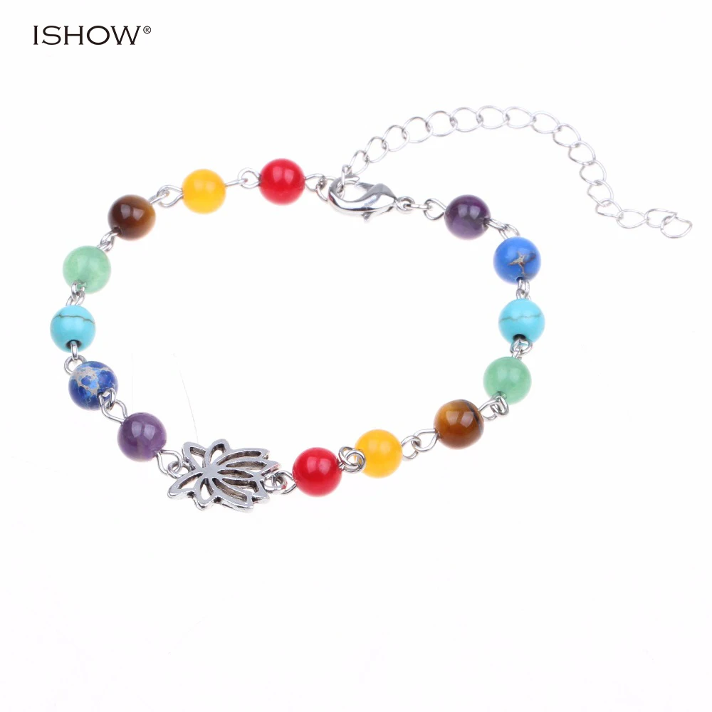 Silver Plated Handmade Chakra Yoga Barefoot Anklet for Woman Lotus Adjustable Foot Chain Natural Stone Jewelry Sandal | Украшения и