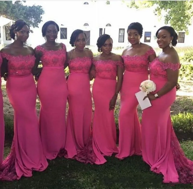 2018 с открытыми плечами в африканском стиле Русалка фрейлина платья развертки поезд официальная Вечеринка платье розовый плюс Размеры