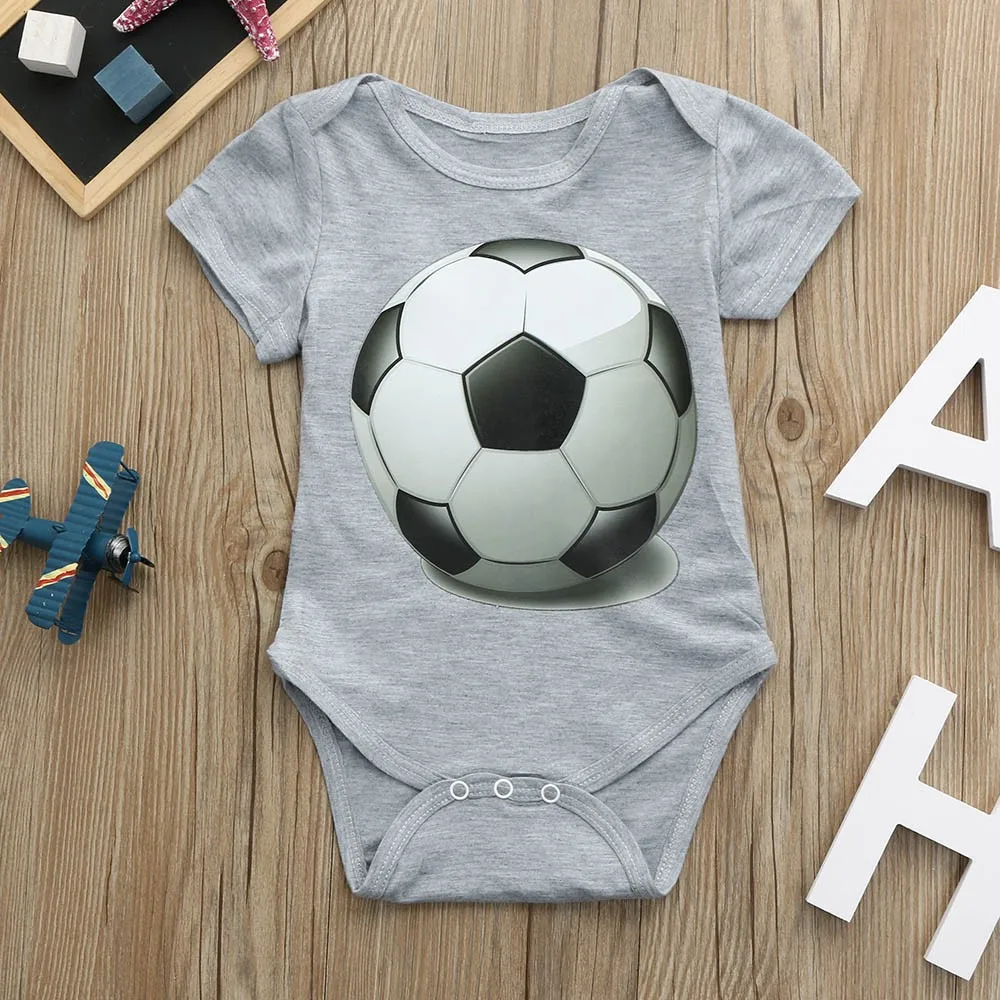 Newborn Toddler Baby GirlsBoys Soccer Football Print Romper Jumpsuit