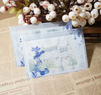 

5pcs BZNVN translucent hazy Chinese Style sulfuric acid paper envelope blue lotus case