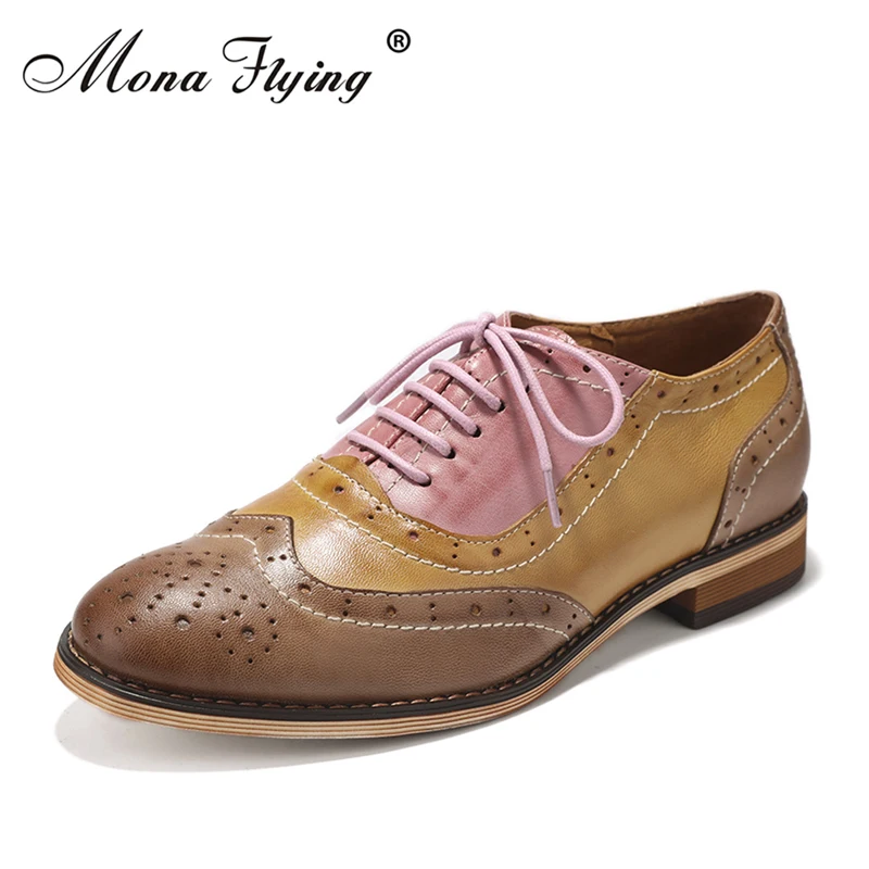 

Women Oxfords Shoes For All Seasons Hot Brand Design Genuine Leather Women Brogues Oxfords Flat Heels Round Toe Handmade CSA068