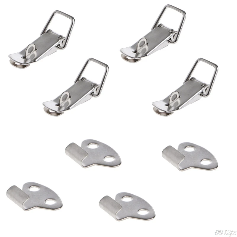 

4Pcs Hardware Cabinet Boxes Spring Loaded Latch Catch Toggle Hasp Iron Hasp For Sliding Door Window Cabinet C90A New Drop ship