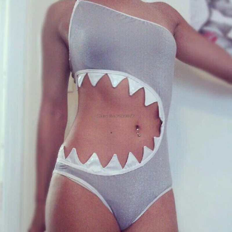 

Shark Design Top One Piece Bikini Funny Swimsuit 2017 New Sexy Trikini flirtatious Swimwear Women Piscina Monokini Bathing Suit