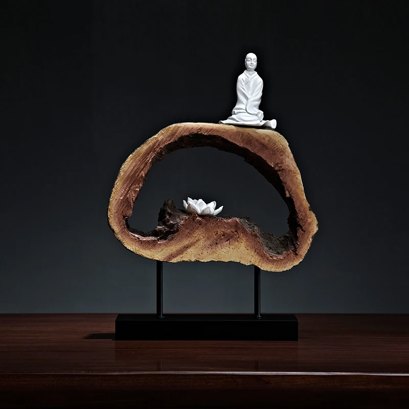 

Elegant Zen Decoration Traditional Chinese Foyer Home Decorations Model Buddhist Monk Soft Accessories Special Home Decor