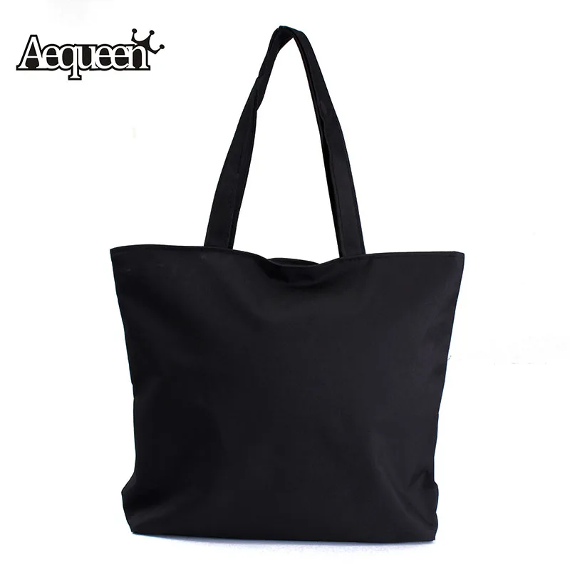 

AEQUEEN Women Canvas Bags Zipper Eco Friendly Shoulder Sackbag Shopping Tote Holiday Beach Bag Casual Totes DIY Painting Handbag