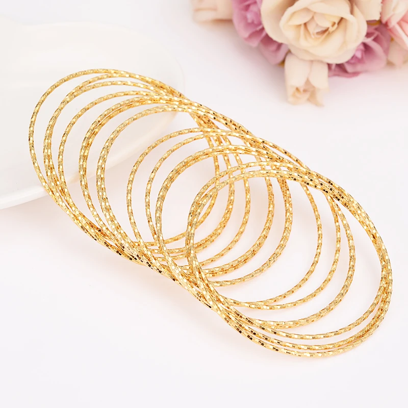 24k Dubai Gold Bangles For Women Gold Dubai Bride Wedding Ethiopian Bracelet Africa Bangle Arab 