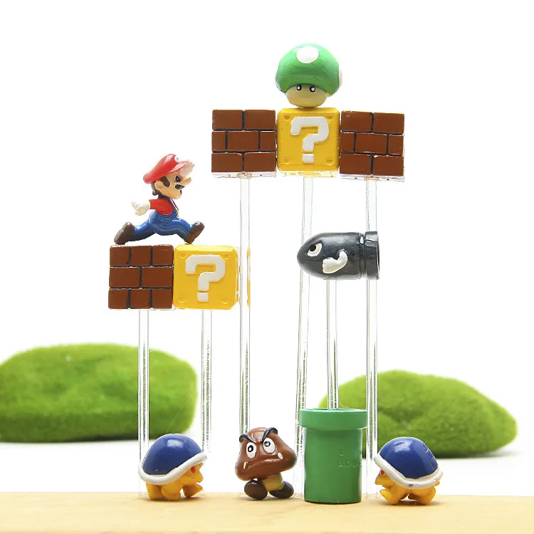 Гриб из Super Mario Bros жаба Мини фигурки Супер Марио Nendoroid ПВХ день рождения украшения игрушки Yoshi вопрос мини блоки игрушка