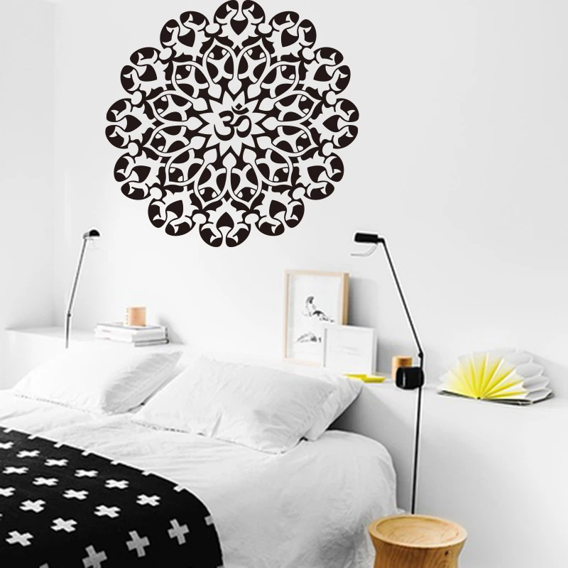 Namaste India Mandala Wall Sticker Living Room Yoga Art Datura Lotus Om Symnol Flower Mehndi Wall Decal Bed Room Vinyl Decor