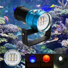 Дайвинг фонарик светильник фотография 100 м подводный 4x красный+ 4x фиолетовый светодиодный безопасности и выживания Z1214