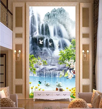 

3d room wallpaper custom mural non-woven home decor 3d Mountain waterfalls swan porch painting photo 3d wall murals wallpaper