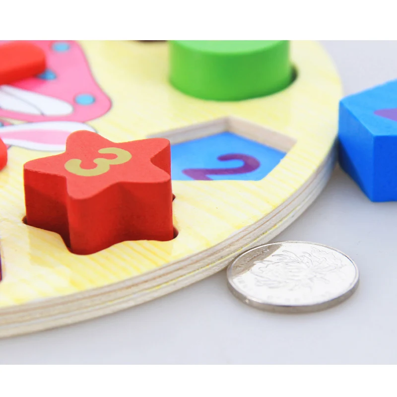 Игрушки Монтессори Обучающие деревянные игрушки для детей раннего обучения красочные цифровые геометрические Часы Подсчет математики игрушка