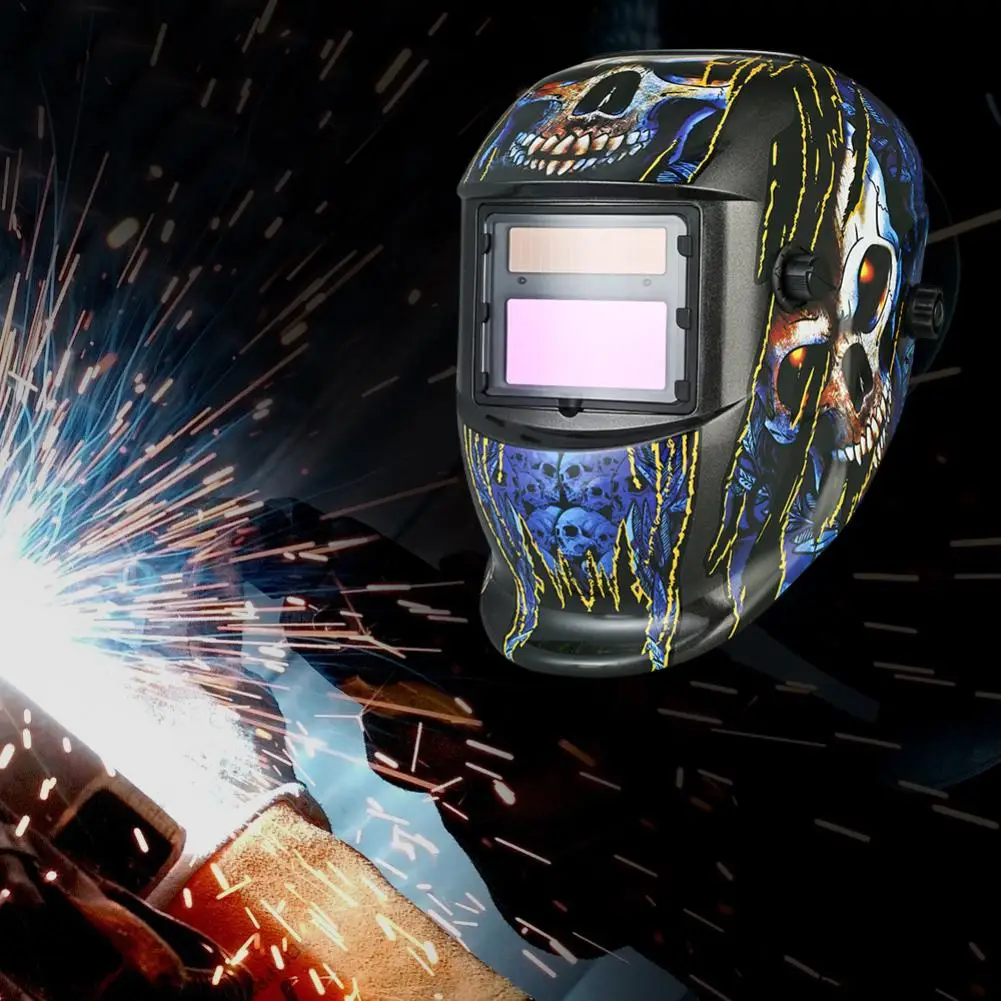 

Skull Print Solar Power Auto Darkening Eye Protector Industrial Welding Helmet Welding Shield