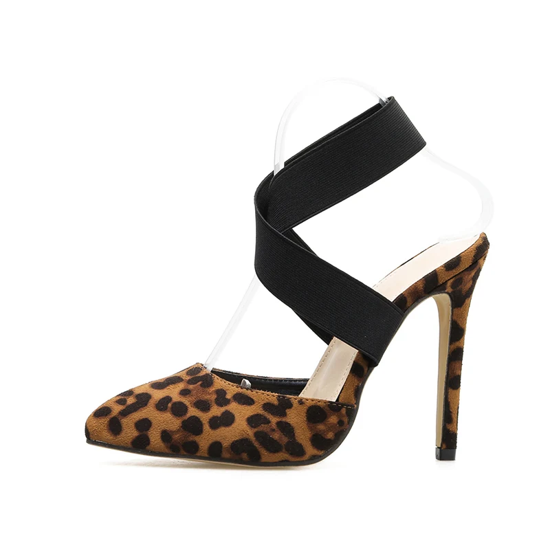 Г., женские летние леопардовые сандалии на высоком каблуке 11,5 см под змеиную кожу пикантные женские леопардовые туфли-лодочки женские туфли с эластичным ремешком Scarpins