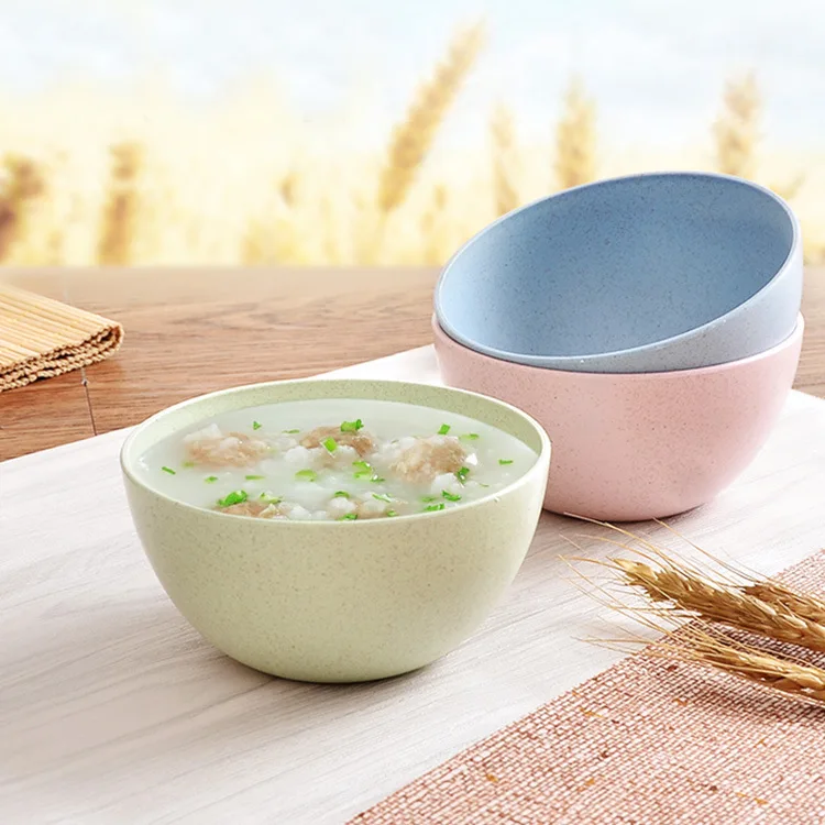 

New Eco-friendly Infant Wheat Bowl Straw Household Baby Rice Noodle Salad stalk Bowl Household wheat Tableware