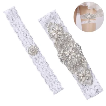 

Lace Rhinestone Pearl Garters Bridal Wedding Garter for Bride and Bridesmaid Decorations