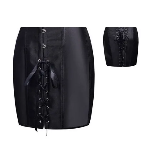 Special Long Waist Corsets and Bustiers Gothic Clothing Black Faux Leather Corset Dress Hot Spiked Waist Shaper Corset S-6XL