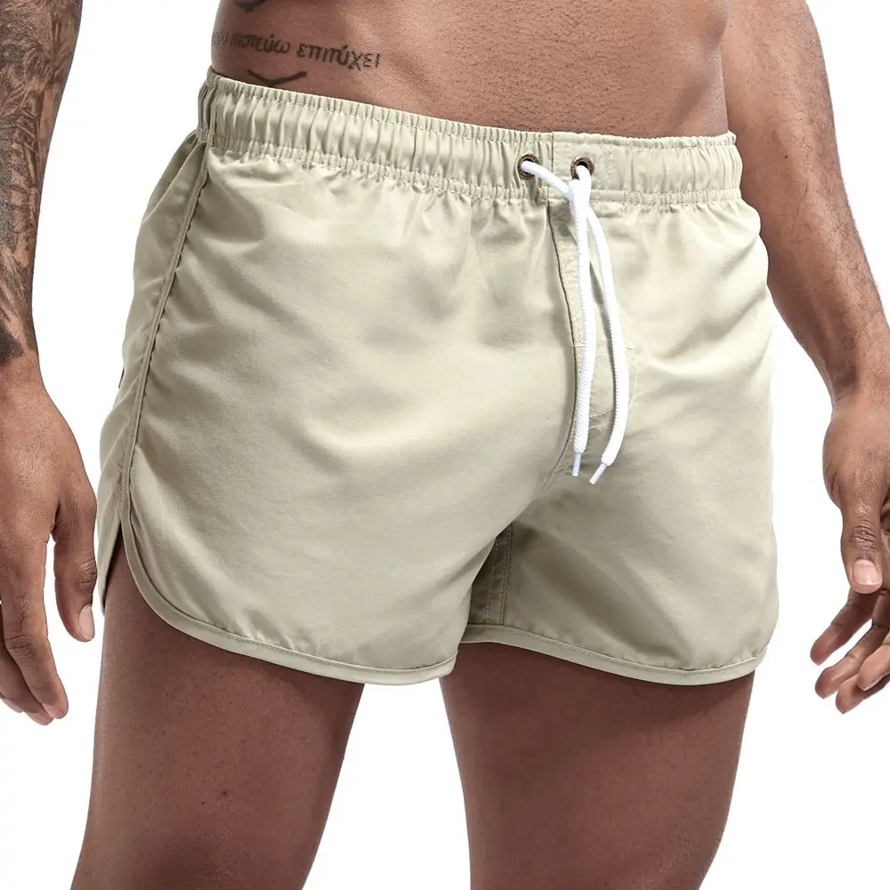 JOCKMAIL мужские пляжные шорты для серфинга, одежда для плавания, пляжные шорты для мужчин, летние мужские спортивные шорты для бега, для спортзала, мужские однотонные шорты, 14 цветов - Цвет: pea green