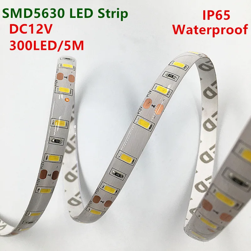 cheap 100m lot 5630 LED flexible strip light 300 leds 5m LED strip, 12V DC waterproof White color,brighter than 5050