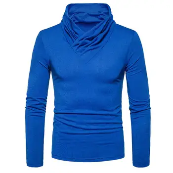 

Spring Autumn Men Simple Solid Color Turtleneck Long Sleeve Slim Fit Top new