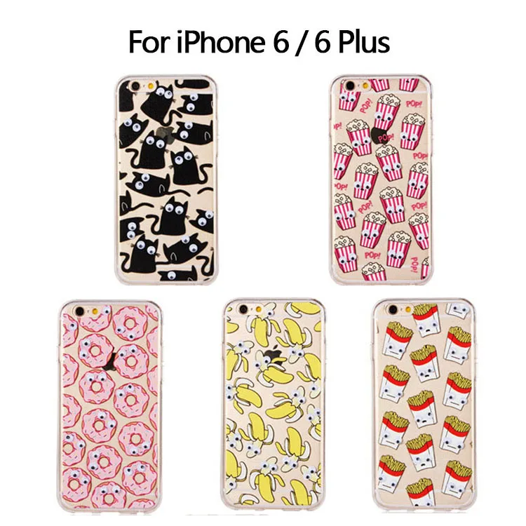 New Anti-Knock Pu Banana Fries Donuts Popcorn cases For Iphone 6 Case For Apple 6s Plus 6plus Soft Silicone phone Cover