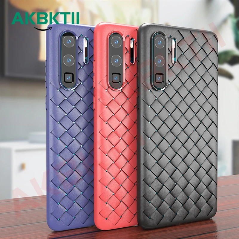 

AKBKTII Luxury BV Grid Weaving case for huawei p20 shockproof cover For Huawei P30 Pro Case Slim Protective phone cover shell