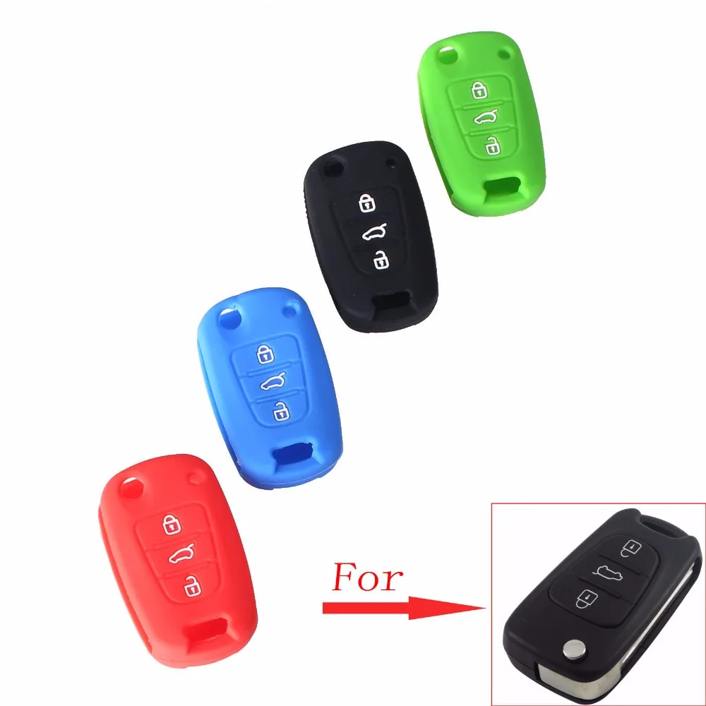

KEYYOU 3 Buttons Silicone Key Cover Fit For KIA K2 K5 Sportage Sorento Flip Folding Remote Key Case Holder