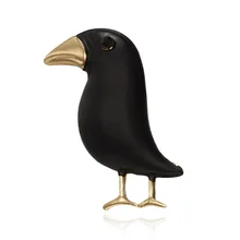 RE Black Paint Crow Brooch Bird Enamel Brooches Men Women Suits Dress Hat Collar Brooch Pins Animal Scarf Buckle Gift B34 crystal enamel green gecko brooches lizard brooch pins animal corsage chameleon scarf buckle