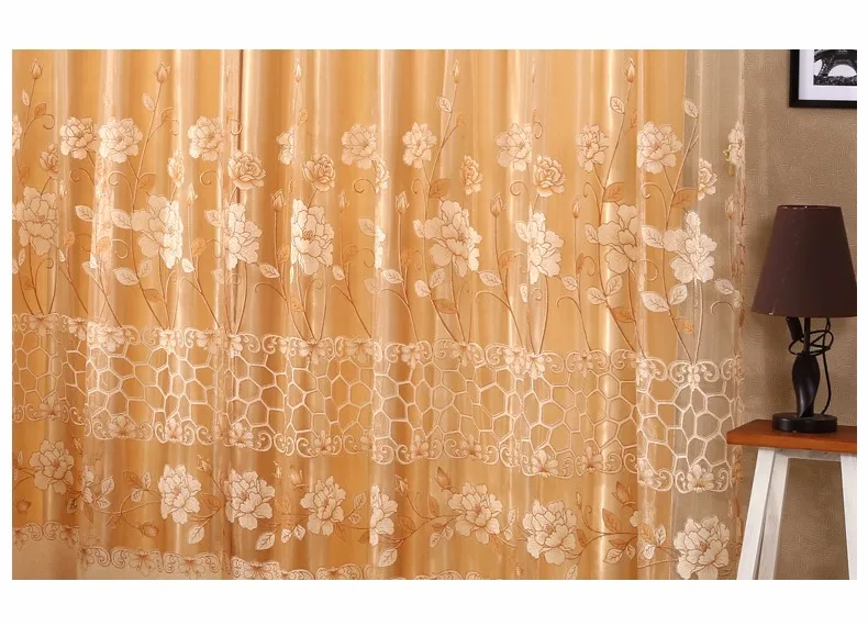 European Royal Luxury Curtains 11 Colors Embroidered Voile Curtains for Living Room Drapes Crystal Beaded Curtains Sheer (4)