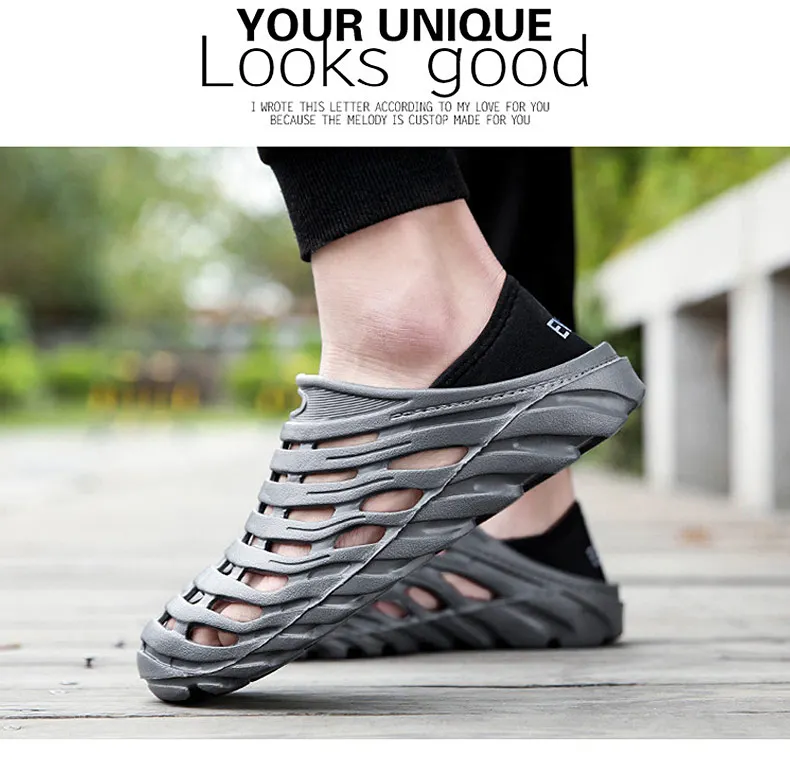 1 (33)Sandals Mesh Shoes Men Breathable Beach Slippers Sport Water Socks Hollow Aqua Wading Shoes Chaussure Homme