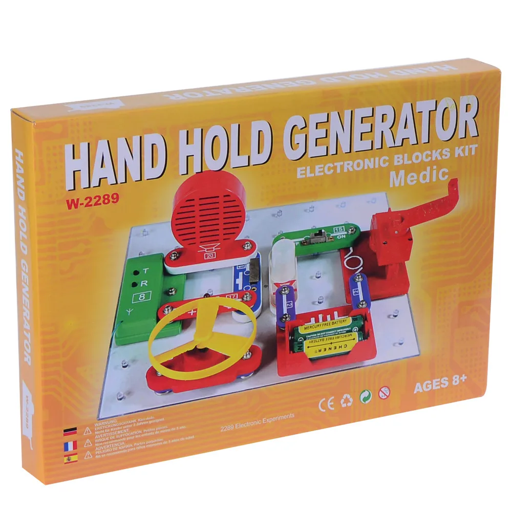 

Electronic Block Kit, Children Building Blocks Educational Appliance, Assembling Toys for Kids, Hand Hold Generator W-2289
