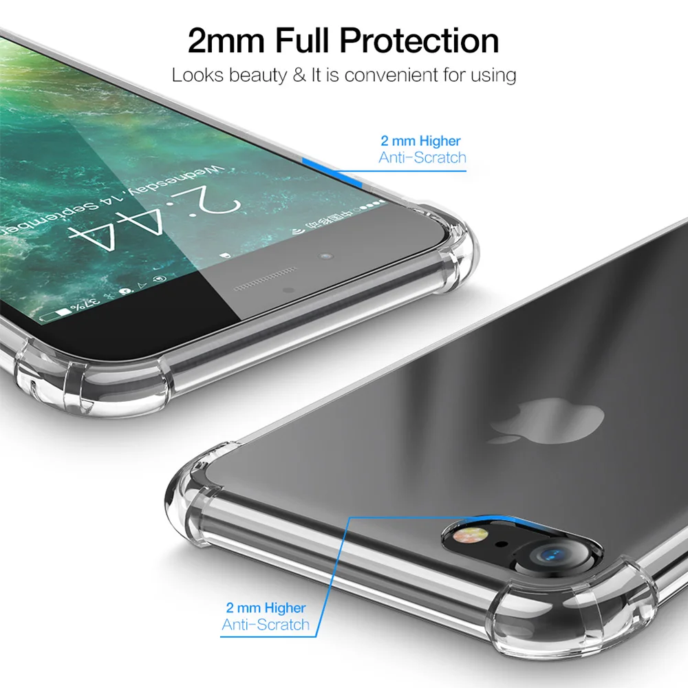 Прозрачный противоударный чехол KISSCASE для iPhone XS XR Max прозрачный мягкий