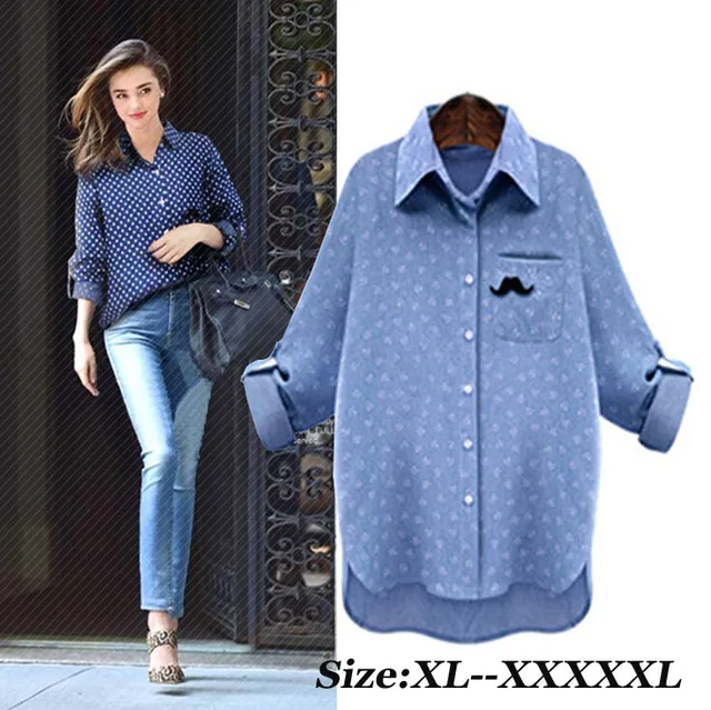 2015 summer dark blue jeans shirt women plus size female jeans womens plus size denim shirts