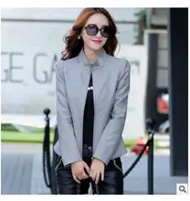 M/5Xl Women Short Section Slim Stabd Collar Leather Jackets Female Spring And Autumn Pu Leather Coats Outwear Plus Size J1656-3