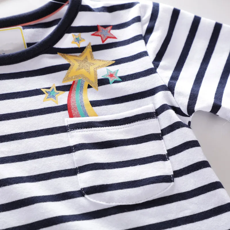 VIDMID/хлопковая детская футболка для девочек; детские летние футболки с короткими рукавами; Одежда для девочек; детская футболка с рисунком кота, кролика, бабочки