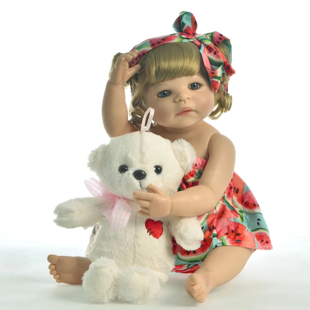 

55cm Full Silicone Body Reborn Baby Doll Toy For Girl Vinyl Newborn Princess Babies Bebe Bathe Accompanying Toy Birthday Gift