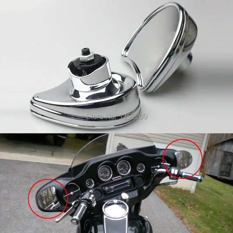 Chrome Front Fairing Mount Rearview Side Mirror For Harley Street Glide