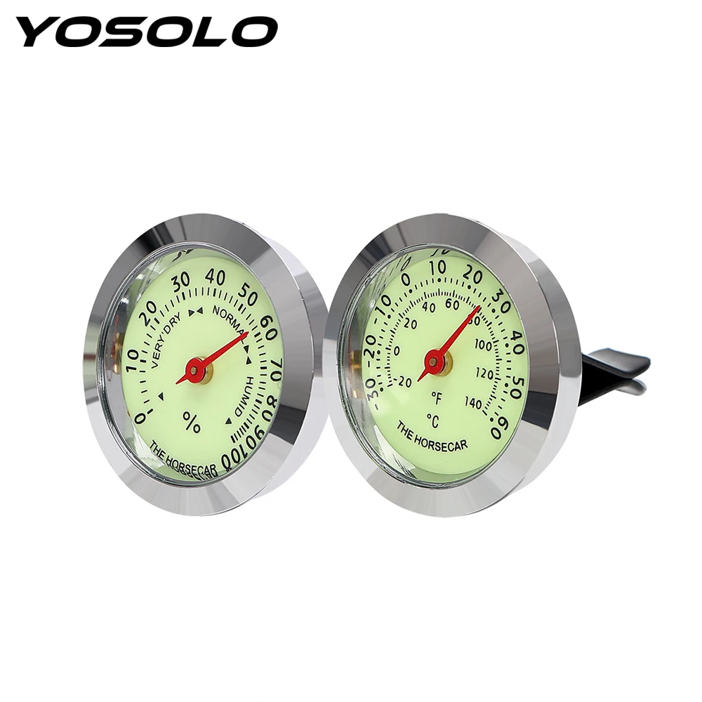 YOSOLO Luminous Thermometer Hygrometer Car Ornaments Automobile Air Vent Clip Interior Accessories Car Styling Decoration