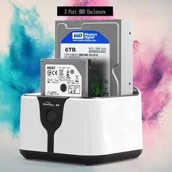 2 шт. HD Sata случае клетка 2 bay костюм SATA 2.5 "/3.5" диск USB 3.0 usb-накопитель случаях корпус док-станция для HDD SSD Дело адаптер