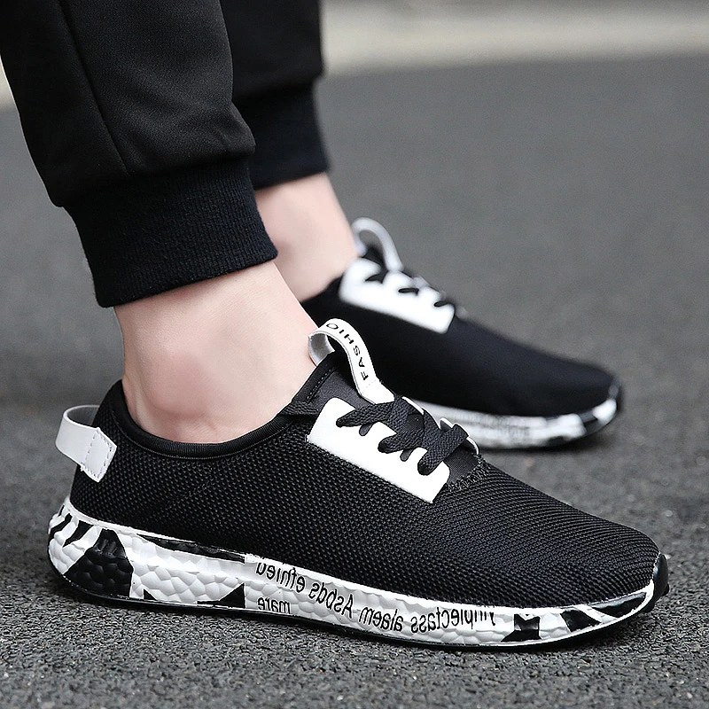 2018 nuevo verano negro zapatos hombres transpirable planas Zapatos Zapatillas de los hombres zapatos casuales de moda de alta calidad al aire libre - AliExpress