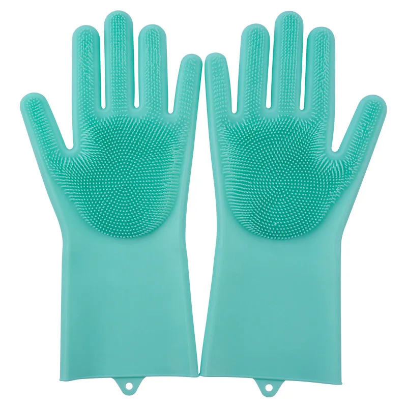 Силиконовые чистящие перчатки, кухонные Волшебные силиконовые перчатки для мытья посуды, бытовые силиконовые резиновые перчатки для мытья посуды - Цвет: green