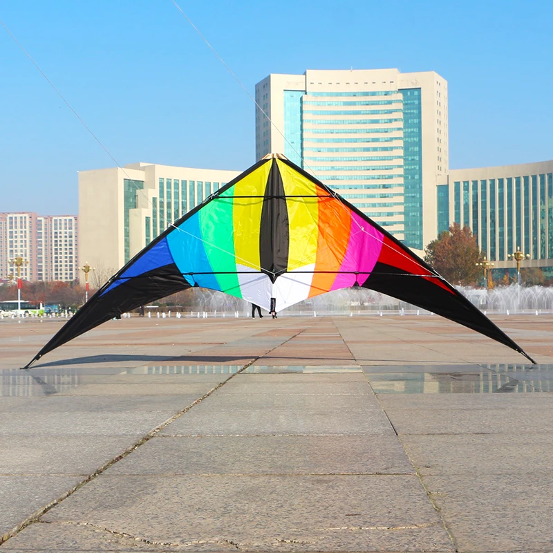 free shipping 2.2m large rainbow kite dual line stunt kites line ...