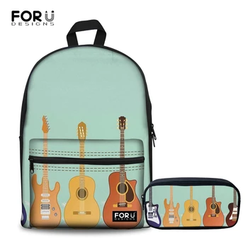 

FORUDESIGNS Fashion Women Canvas Backpack Students Preppy Style Guitar School Shoulder Bag Teenage Backpacks For Girls Bagpack