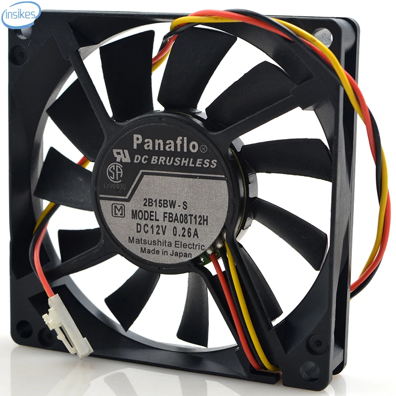 FBA08T12H Hydro Wave Bearing Cooling Fan DC 12V 0.26A 3.12W 3100RPM 8015 8CM 80*80*15mm 3 Wires