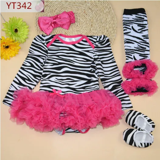 Новое поступление; комплекты одежды для маленьких девочек; милый детский комбинезон с леопардовой расцветкой и зеброй; комплект из 4 предметов; рождественские комплекты с юбкой-пачкой для новорожденных; детская одежда