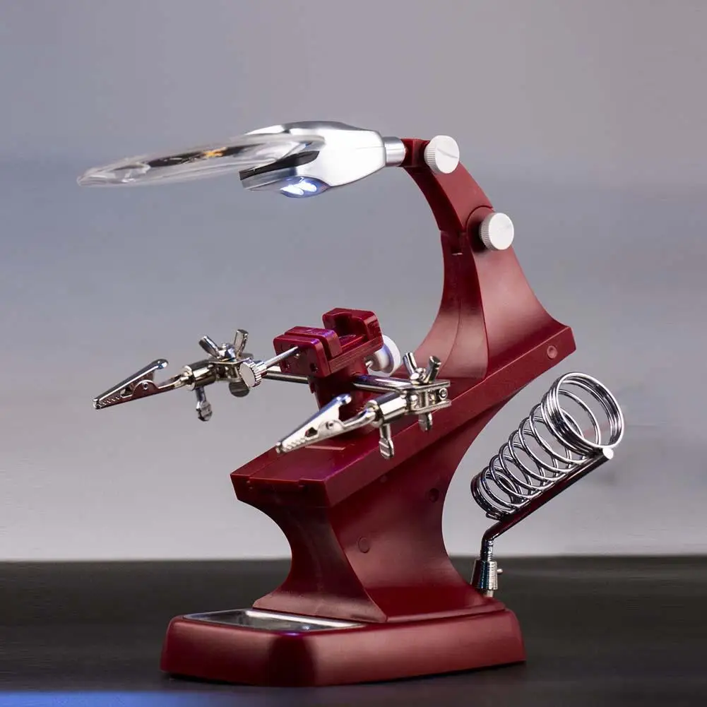 Helping Hand Soldering Stand With LED Light Clip Magnifier Magnifying