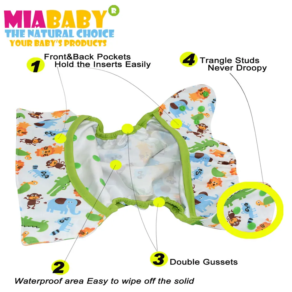 Miababy, большой размер XL, тканевый подгузник для детей 2 лет и старше, sday-dry inner, регулируемый размер, подходит для талии 36-58 см