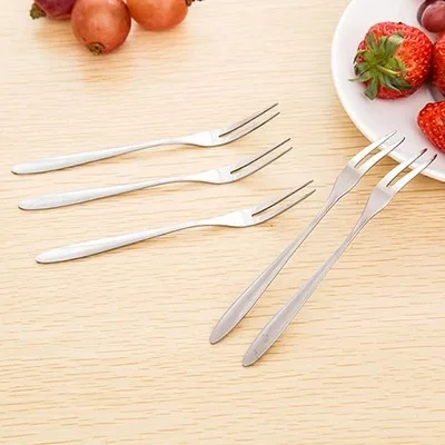 

Korean creative fruit fork west stainless steel tableware little fork Two tooth sign a dessert fork fork fruit wholesale